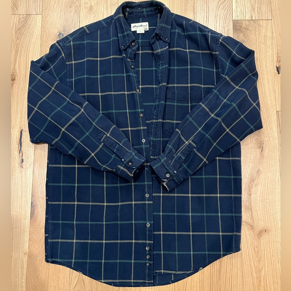 Eddie Bauer Dark Blue Checkered Shirt